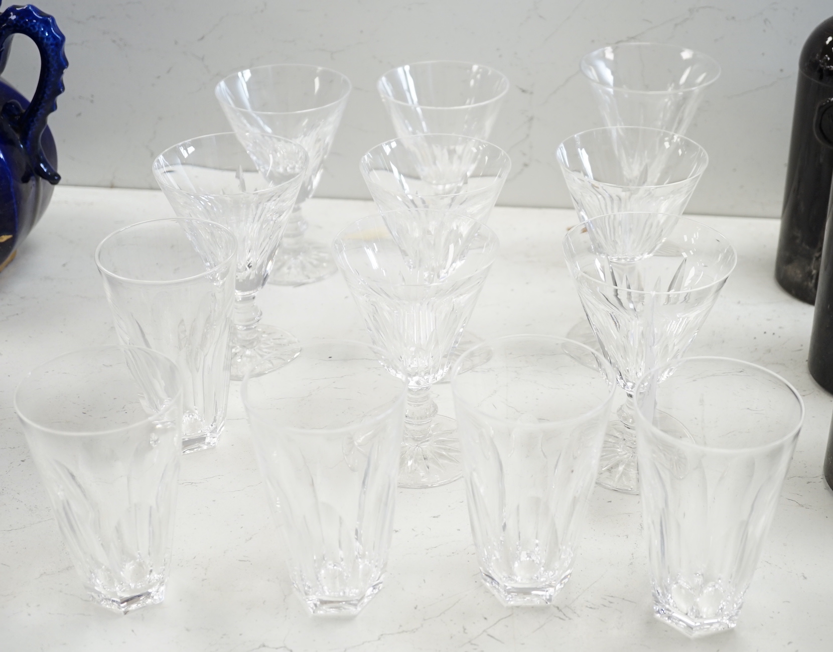 Waterford crystal. A set of seven wine glasses and five tumblers and another wine glass